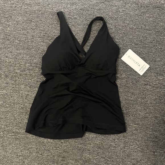 NWT! Athleta Black Plunge Tankini D-DD - Picture 1 of 4